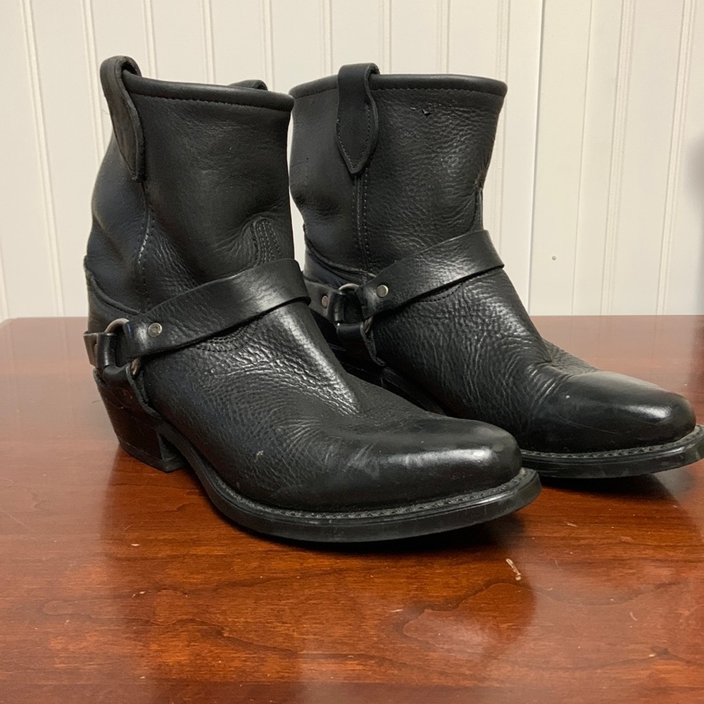 Black Leather Biker Boots
